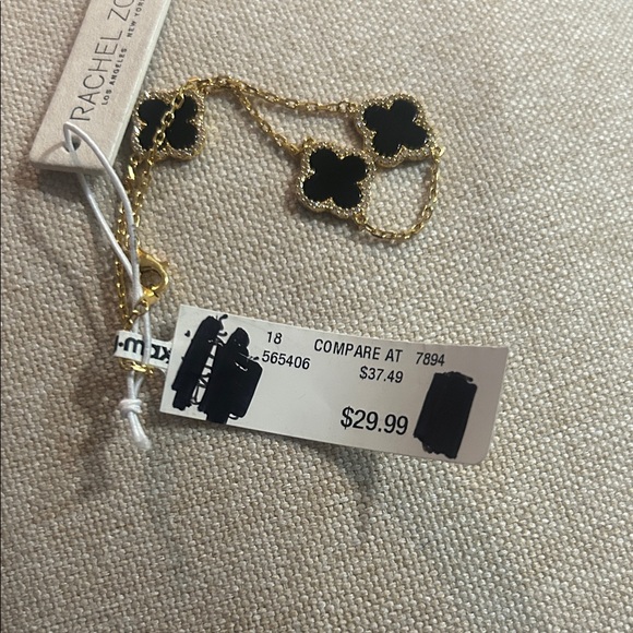 Rachel Zoe Elegant Gold and Black Clover Bracelet - Picture 4 of 6